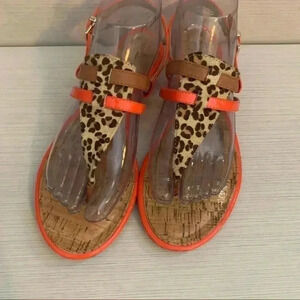 Arturo Chiang Orange and Leopard Sandals